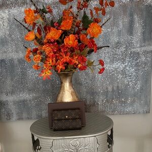 Louis Vuitton Vibrant Orange Faux Florals in Gold Vase